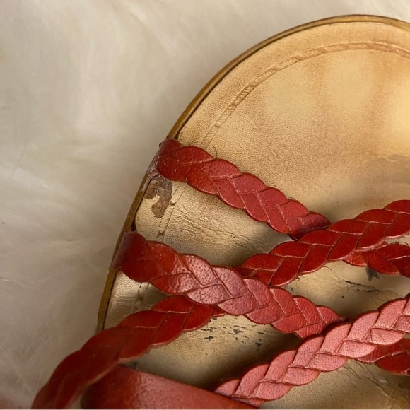 Lorenzo Chelini women’s Italian red leather sandals in‎  size 41 - Picture 6 of 11